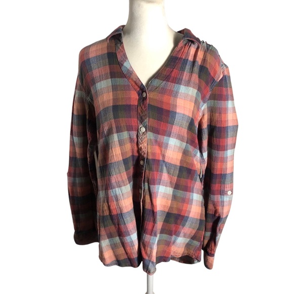 North River Outfitters Tops - North River plaid button front long sleeve woven shirt. Sz Large